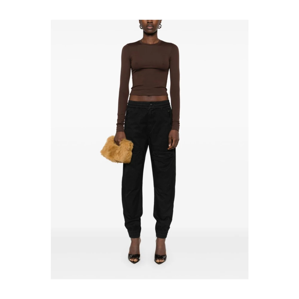 Diesel Zwarte Cargo Broek met Elastische Tailleband Black Dames