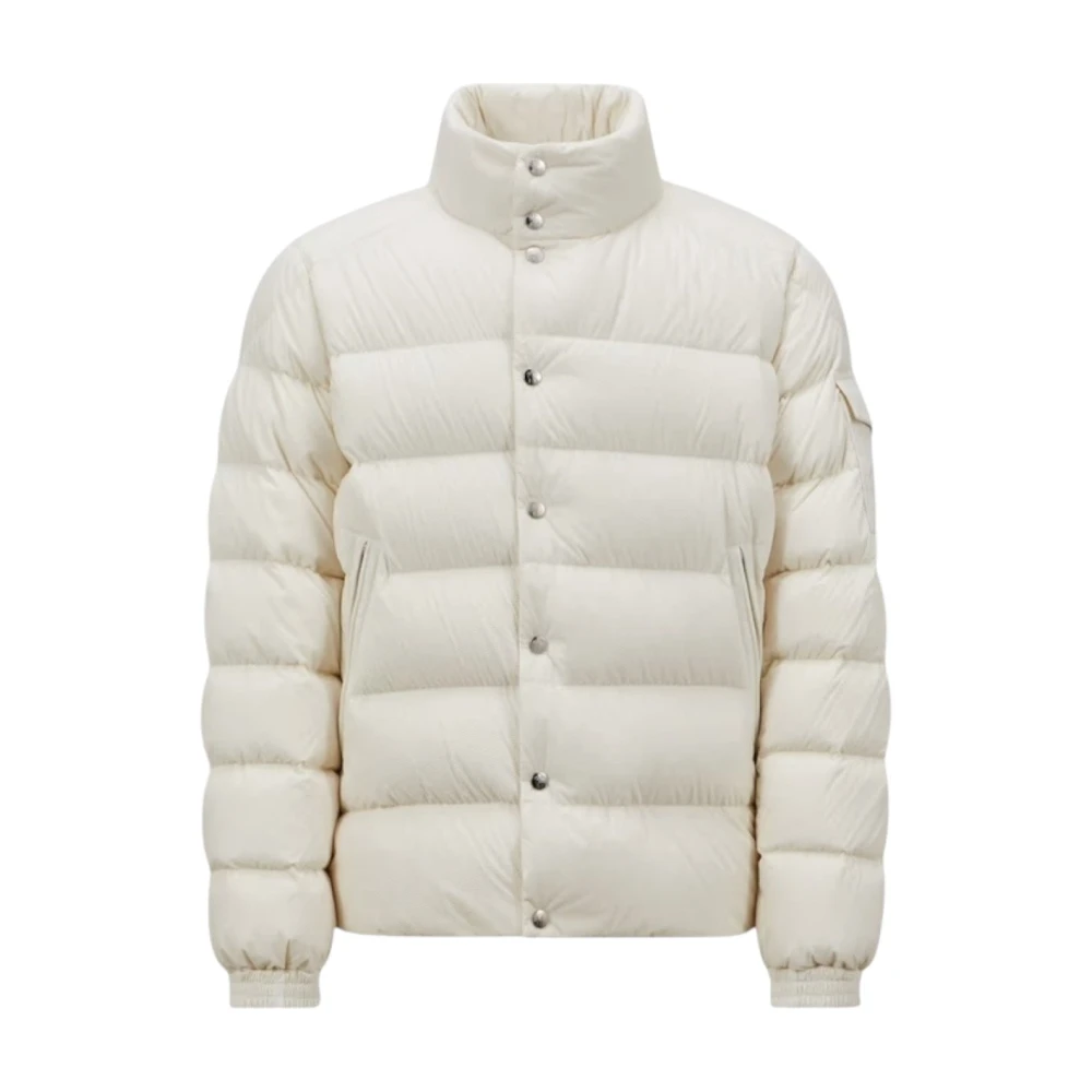 Moncler Vit Kort Dunjacka med Flocked Nylon White, Herr