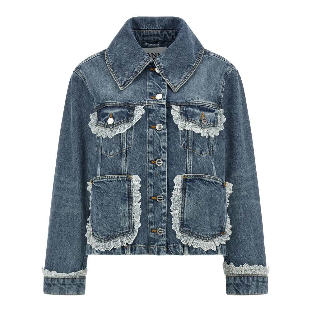 Ganni Denim Jackets, Female, M, Denim Jacket Blue