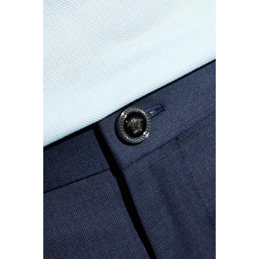 Versace Wollen broek met vouw Blue Heren