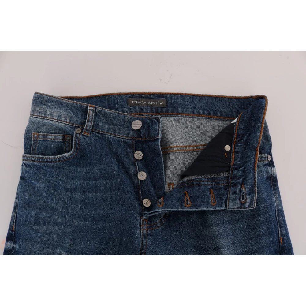 Frankie Morello Italiaanse Denim Slim Fit Blauwe Jeans Blue Heren
