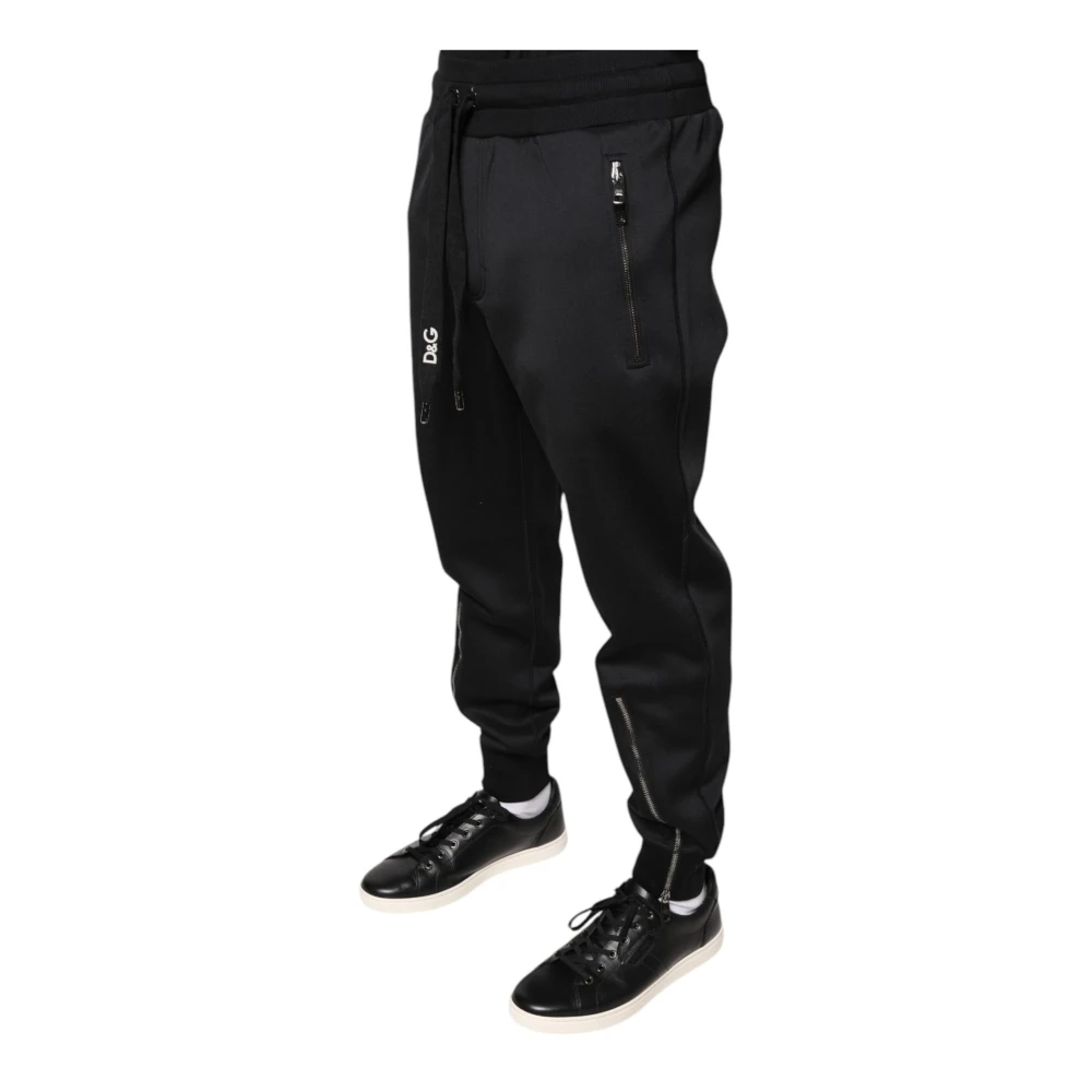 Dolce & Gabbana Zwarte Polyester Jogger Sweatpants met Trekkoordsluiting Black Heren