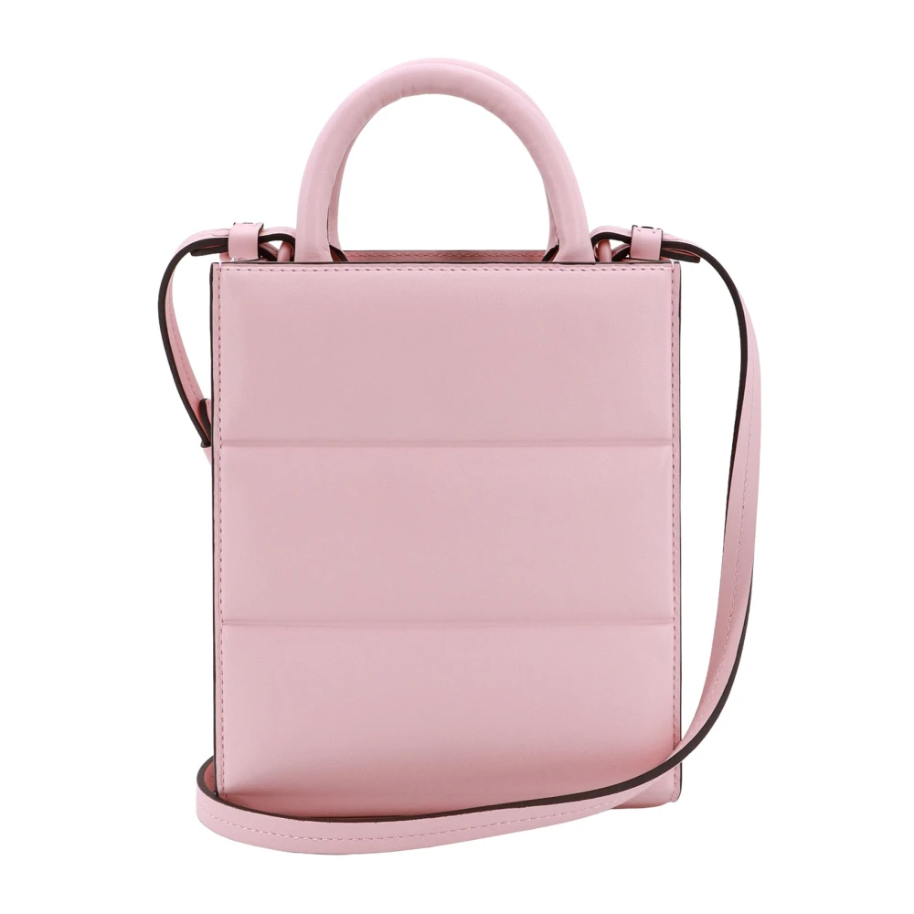 Moncler Leren gewatteerde handtas met logo patch Pink Dames