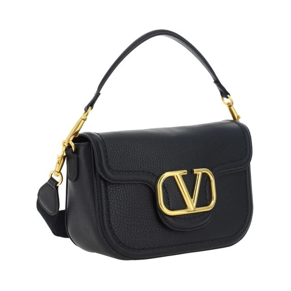 Valentino Garavani Kalfsleren Handtas met Magneetsluiting Black Dames