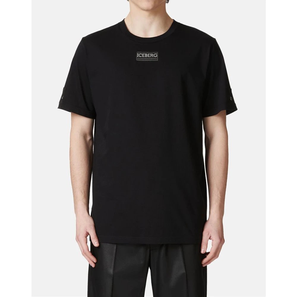 Iceberg Kortemouw T-shirt van katoenen jersey Black Heren