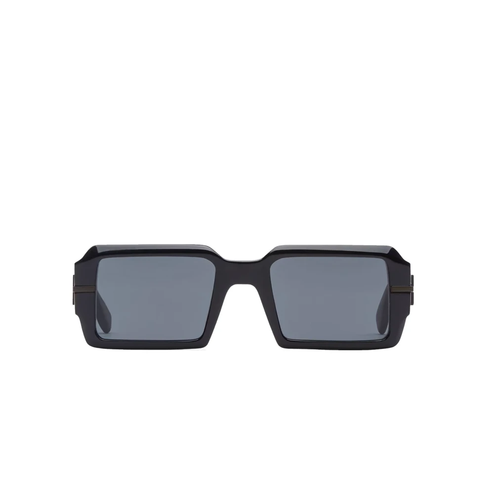 Fendi Fyrkantiga Acetat Solglasögon med Gråa Linser Black, Unisex