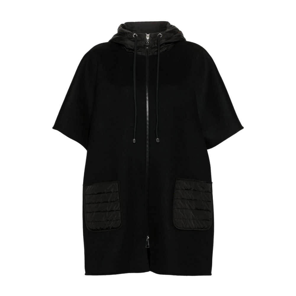 Moncler Zwarte Gewatteerde Hoodiejas Black Dames
