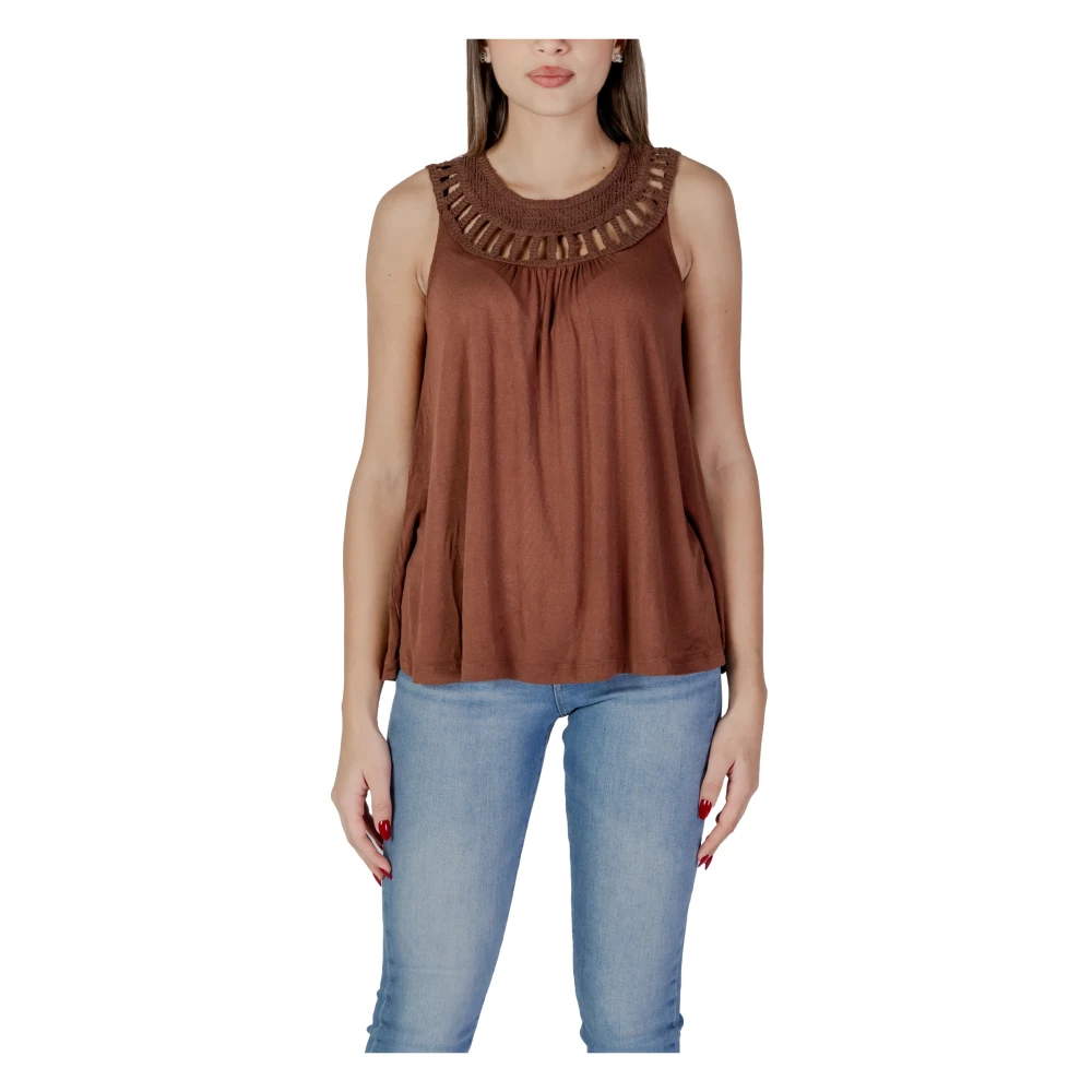 b.Young Lente Zomer Dames T-Shirts en Canvas Brown Dames