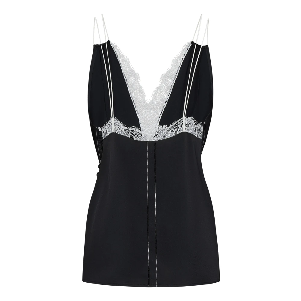 Victoria Beckham Zwart Kant Inzet Top Aw24 Black Dames