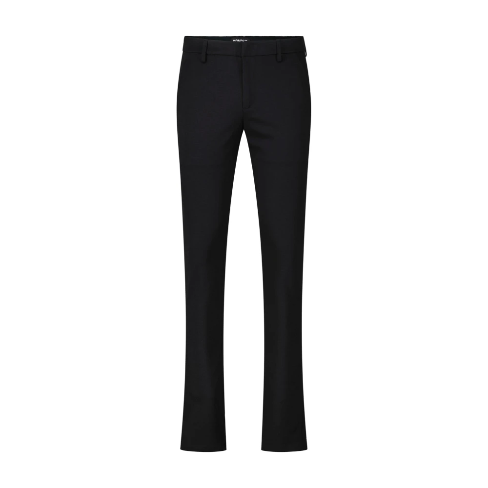 Dondup Men's Black Slim Fit Classic Trousers With Elegant Details