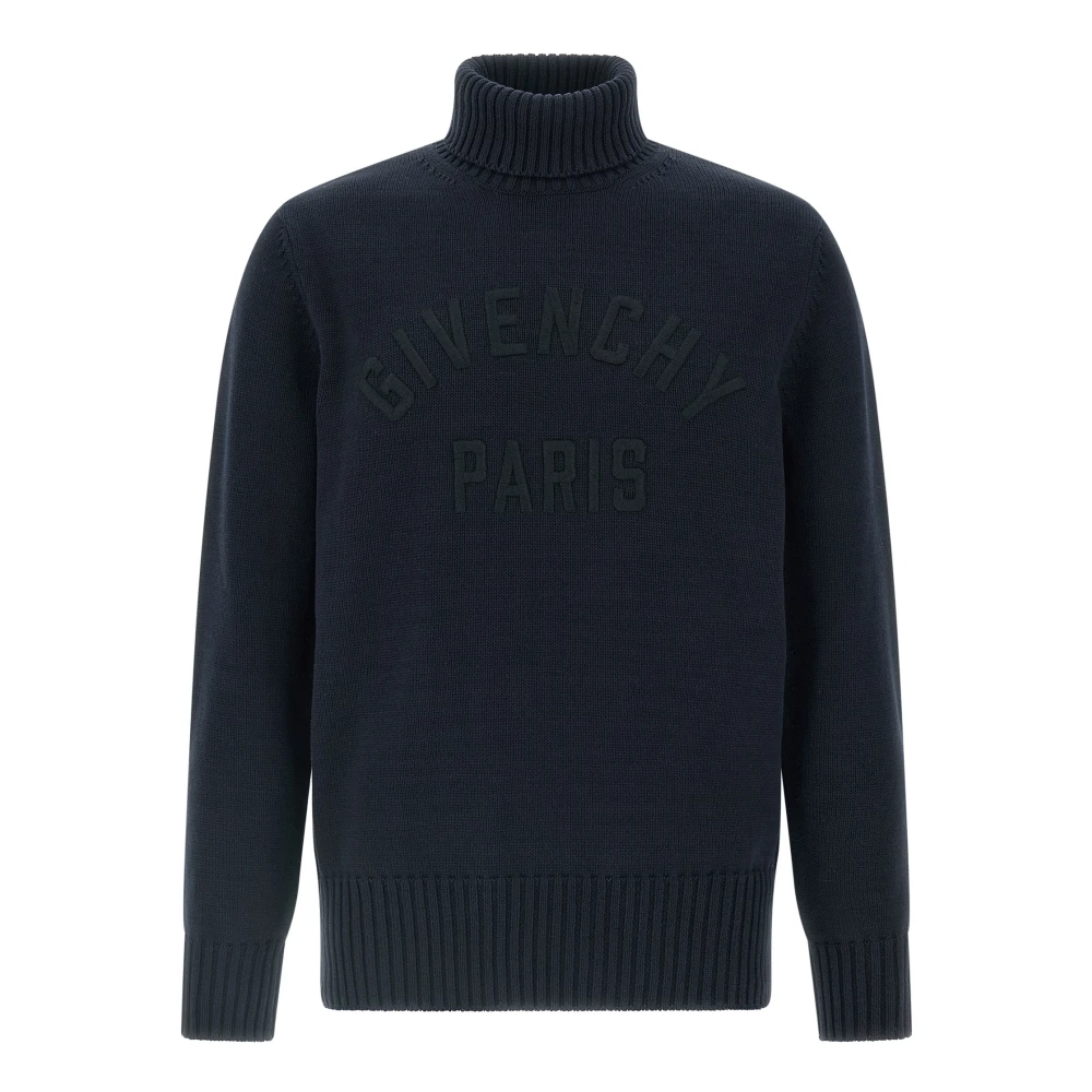 Givenchy Men's Blue Turtlenecks, M, Logo Turtleneck Jumper