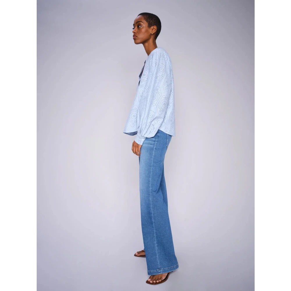 MOS MOSH Flatterende High-Waist Wide-Leg Jeans Blue Dames