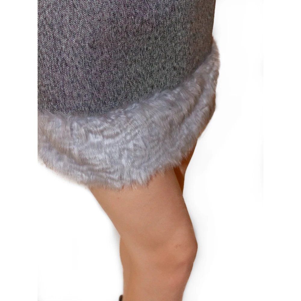 Msgm Grijze Minirok met Nepbont Gray Dames