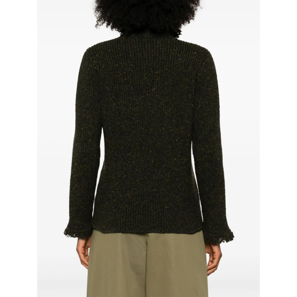 Burberry Donkergroene Geribbelde Coltrui Trui Green Dames