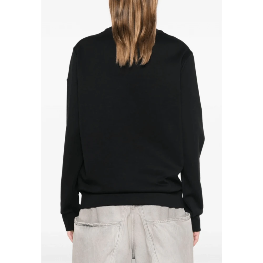 Moncler Zwart Logo Plaque Sweatshirt Jersey Textuur Black Dames