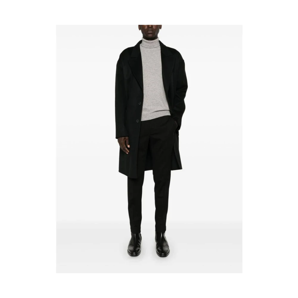 Incotex Zwarte wollen taps toelopende broek Black Heren