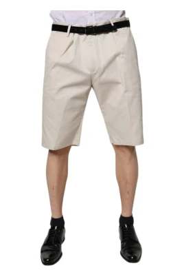 Cotton Stretch Mid Waist Bermuda Shorts