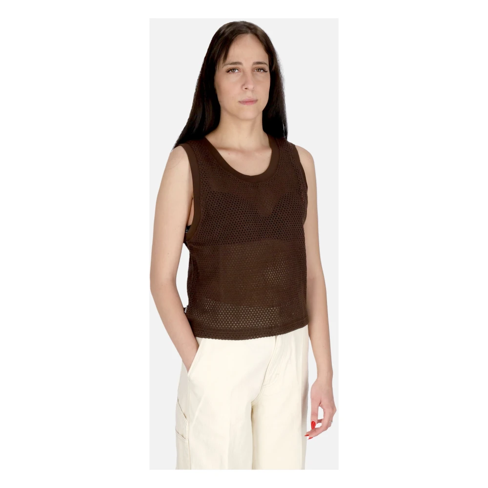 Obey Mesh Tank Top in Java Brown Dames