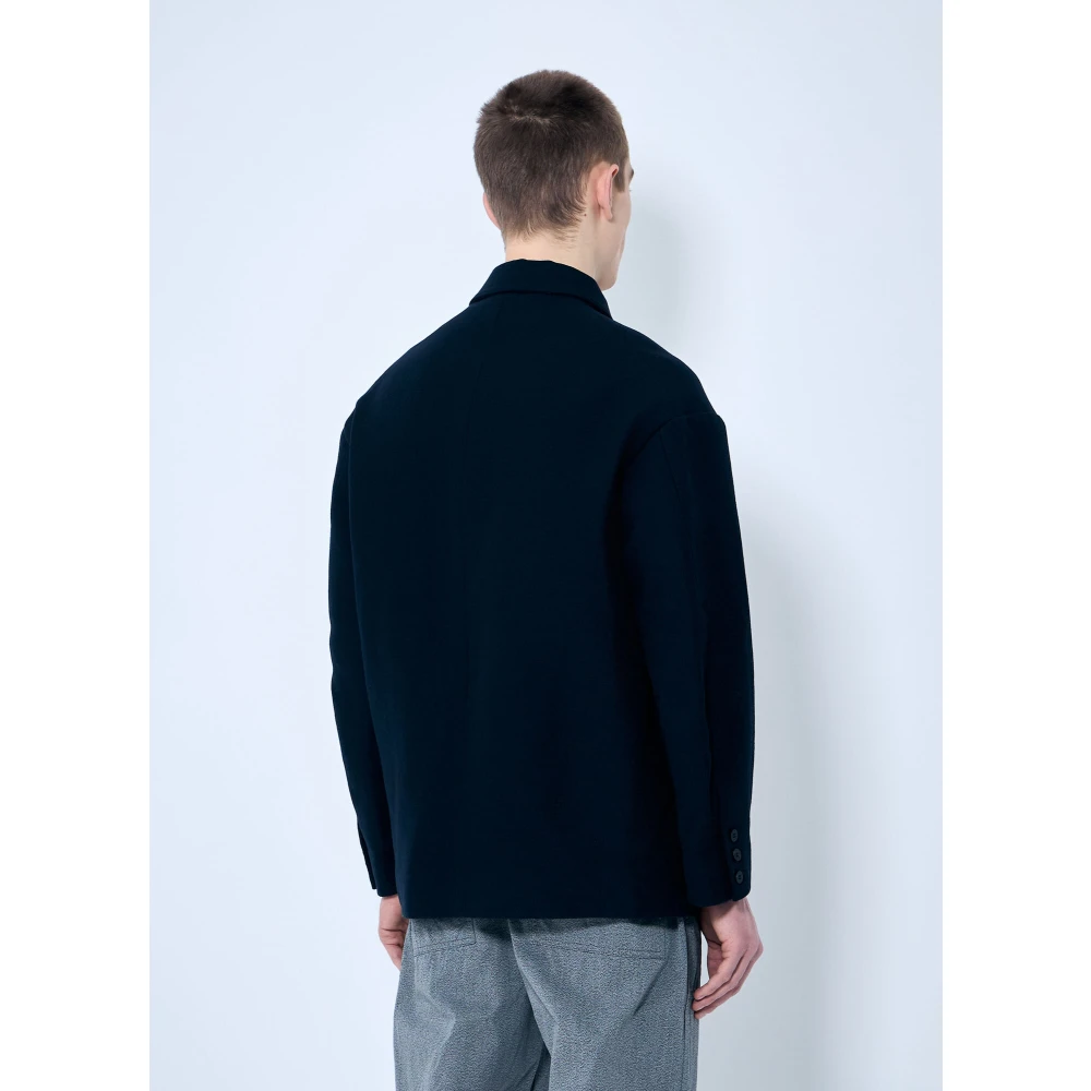 visvim Wol Linnen Blend Geweven Jas Blue Heren