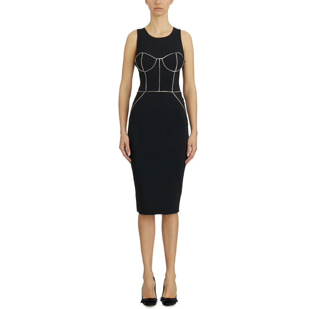 Elisabetta Franchi Jurk met Contrast Piping Black Dames