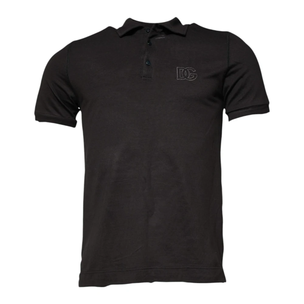 Dolce & Gabbana Polo Shirt met Logo Borduursel in Donkergrijs Gray Heren