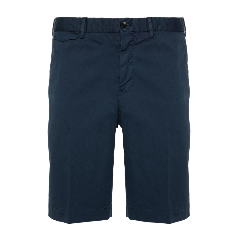 PT Torino Blauwe Katoenen Bermuda Shorts Rits Sluiting Blue Heren