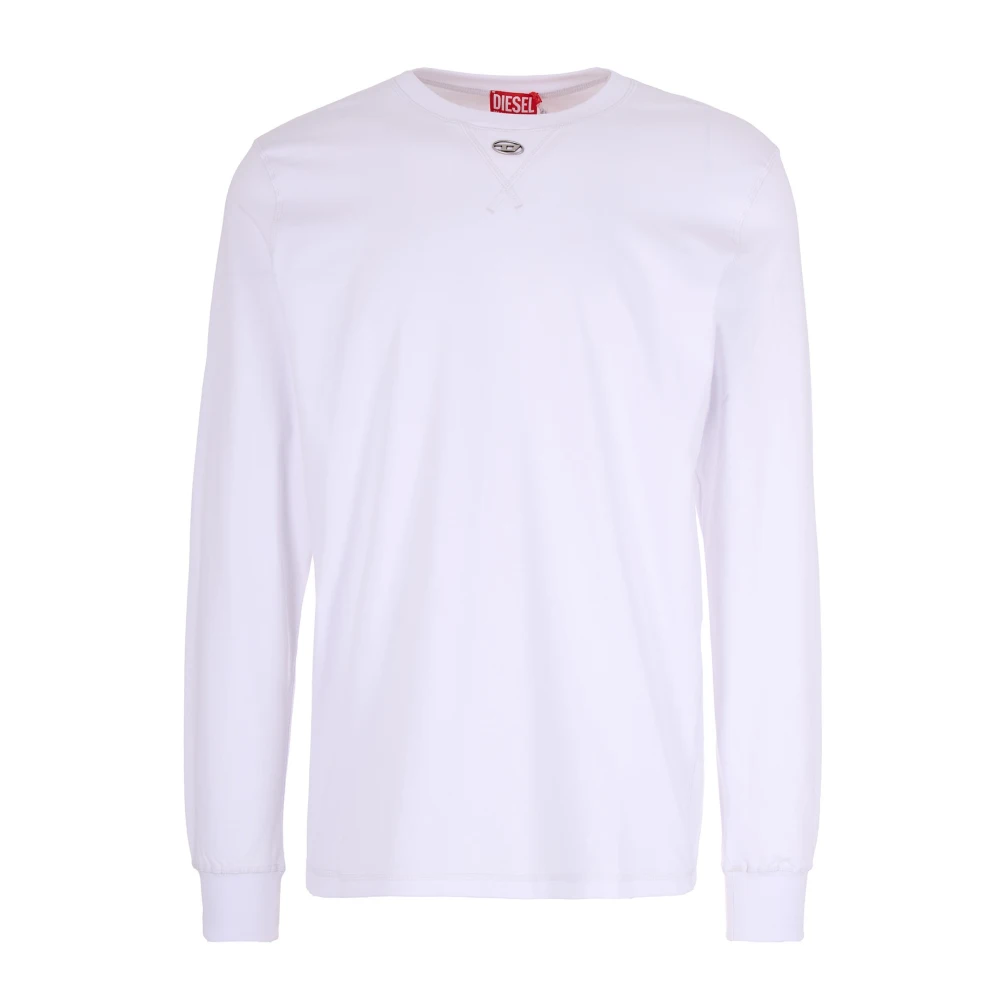 Diesel , Long Sleeve T-Shirts, Male, White, M, Long Sleeve T-Shirt Ss26