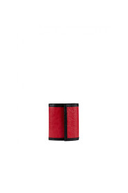 Rote und Schwarze Lederbrieftasche mit Reißverschlusstasche
