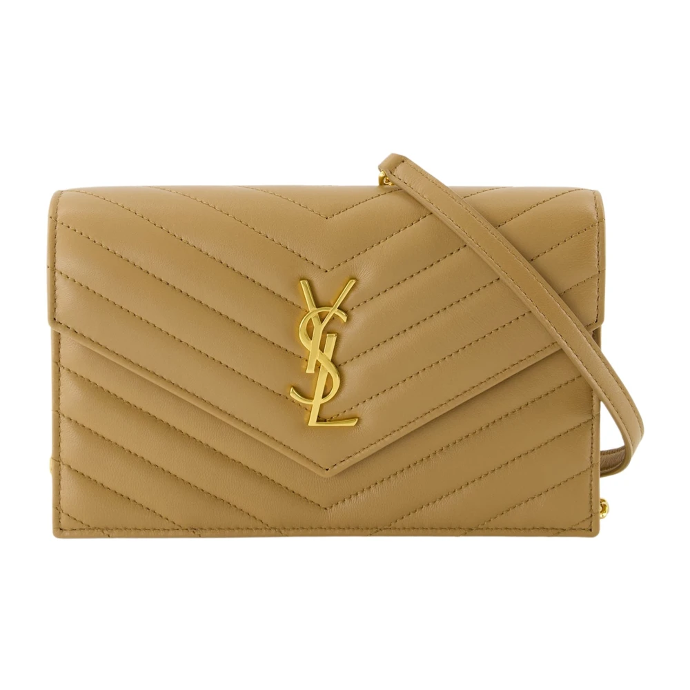 Saint Laurent Women's Beige Envelope Cassandre Wallet On Chain