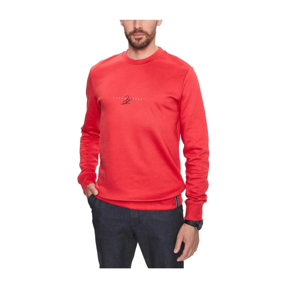 Jack & jones Rode Ronde Hals Katoenen Sweatshirt Red Heren