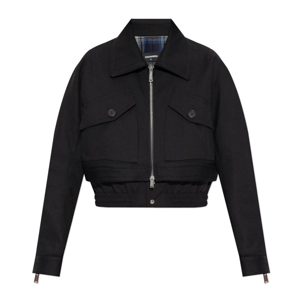 Dsquared2 Black Light Jackets, Female, S, Wool Jacket