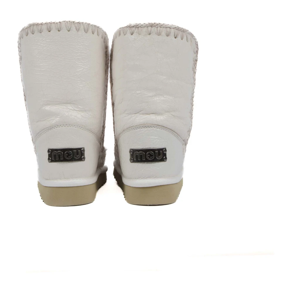 Mou Witte Eskimo Laarzen met Metalen Logo Patch White Dames