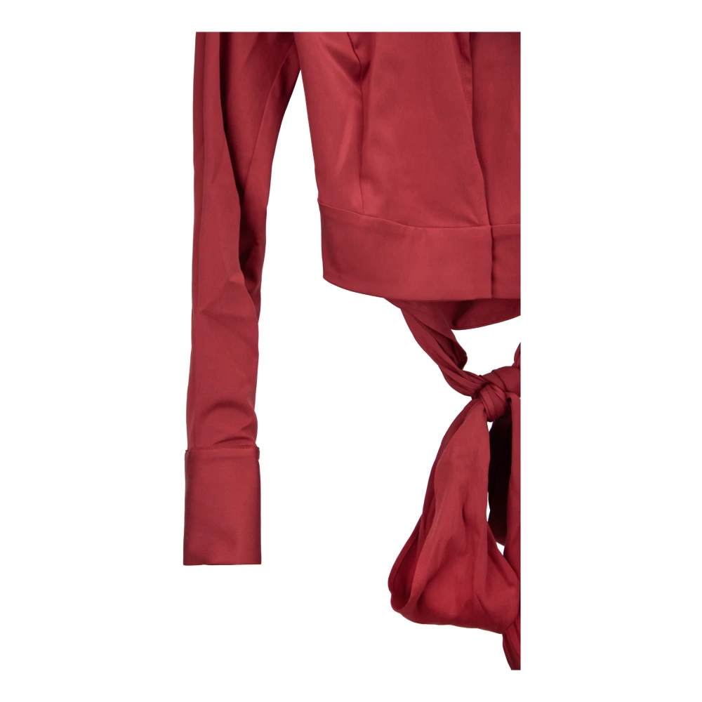 Elisabetta Franchi Gouden knoop hoge kraag blouse Red Dames