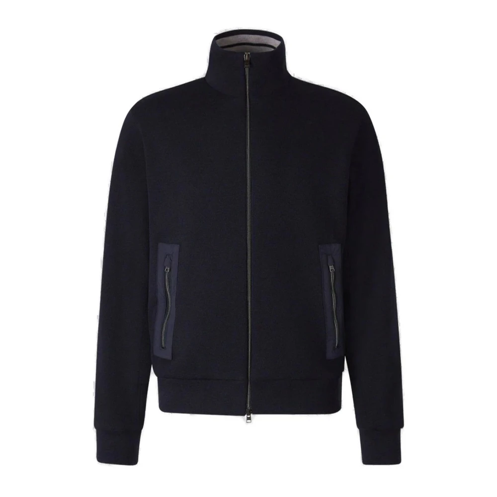 Herno Blauw Zip Vest High Neck Trui Blue Heren