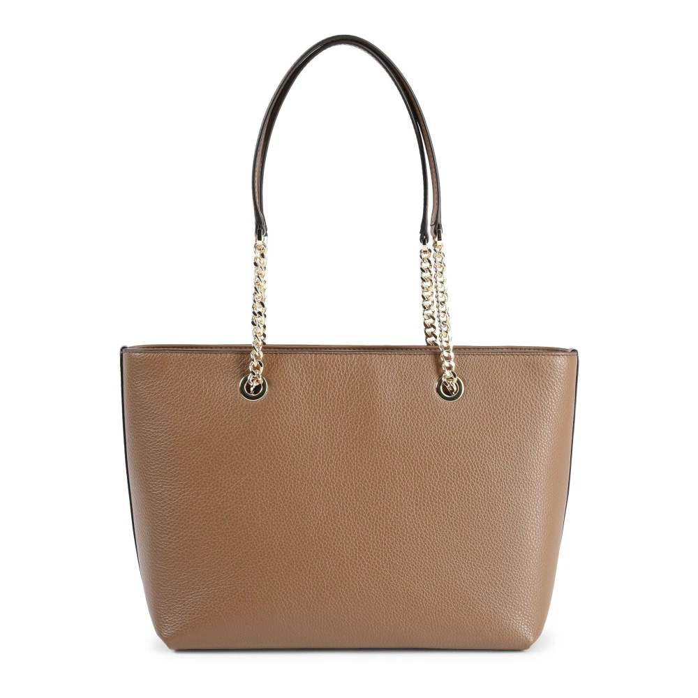 Michael Kors Jet Set Medium Pebbled Leather Chain Tote Bag Brown Dames