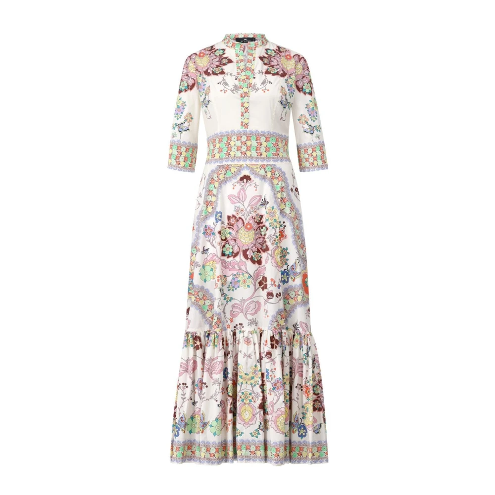 ETRO Bloemen A-Lijn Jurk met V-Hals Multicolor Dames