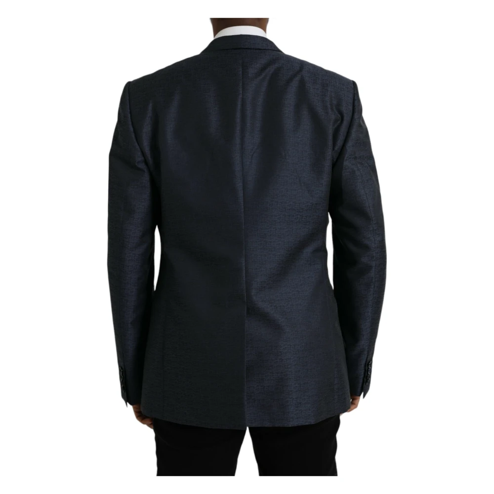 Dolce & Gabbana Blauwe Wollen Jas Gold Single-Breasted Blazer Blue Heren