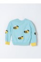 cardigan-applique-abeille-bleue