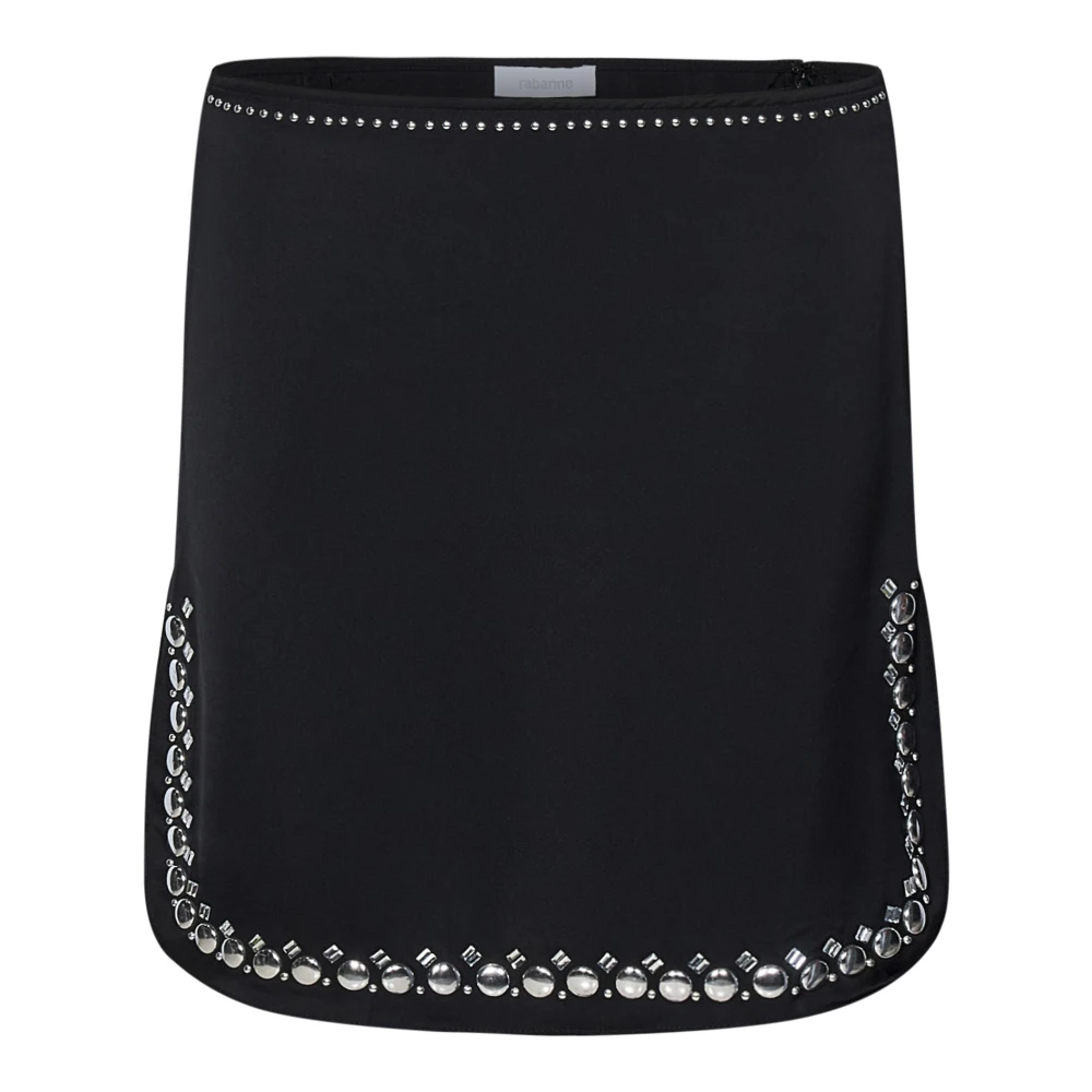 Paco Rabanne Zwarte Satijnen Minirok met Zilveren Studs Black Dames