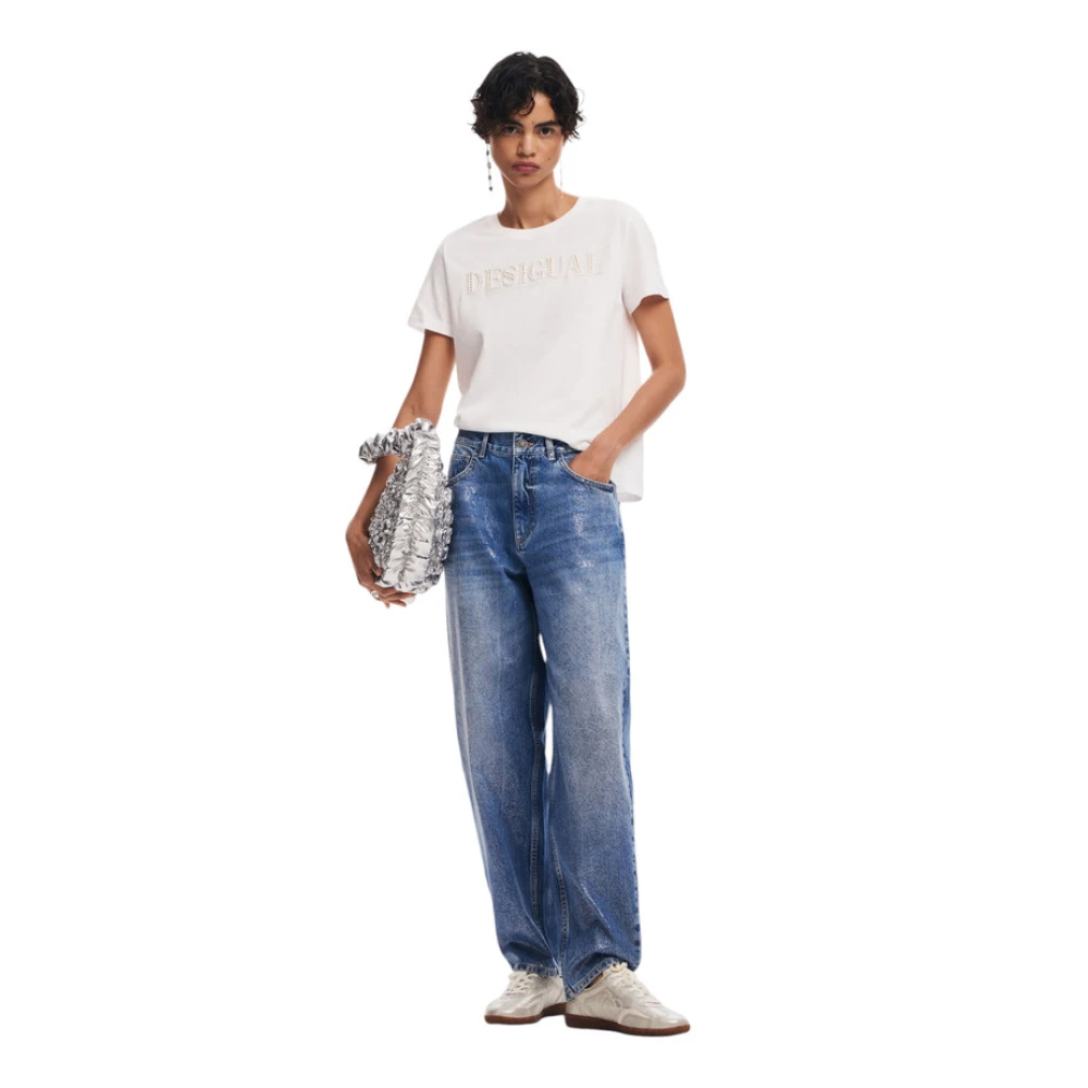 Desigual Korte Mouw T-shirt White Dames