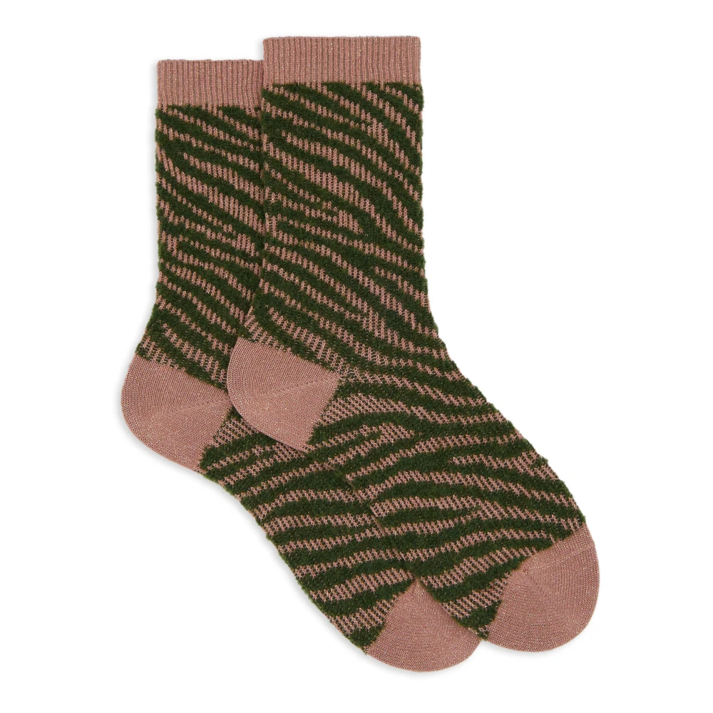 Gallo Korte roze katoenen dames sokken met glinsterende zebra motief Multicolor Dames
