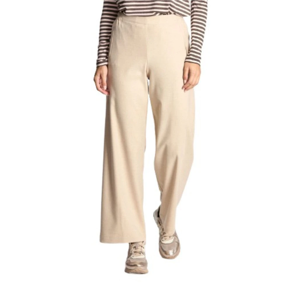 NIU Beige Wol Straight Leg Broek Beige Dames
