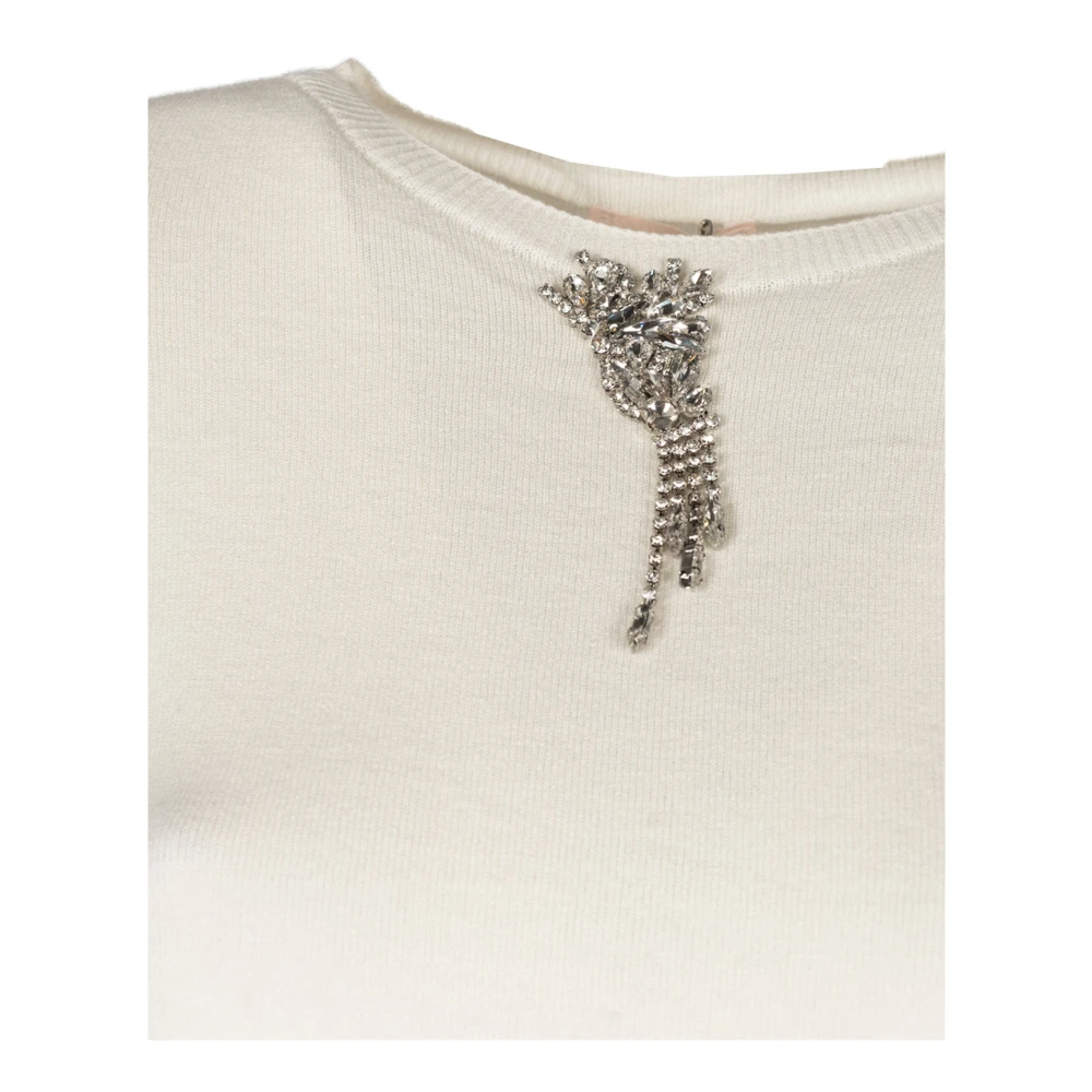 Liu Jo Stijlvolle Blouse met Steenversieringen Beige Dames