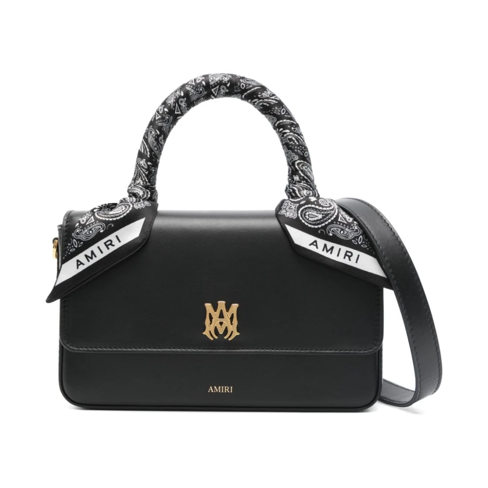 Amiri Zwarte leren schoudertas Black Dames