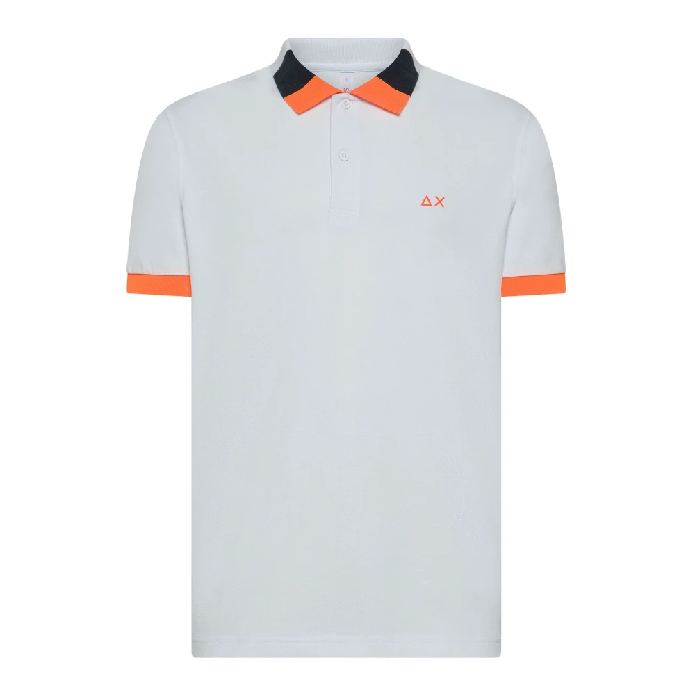 Sun68 Men's White Polo Shirts, L, Polo Logo Fluo T-Shirts And Polos