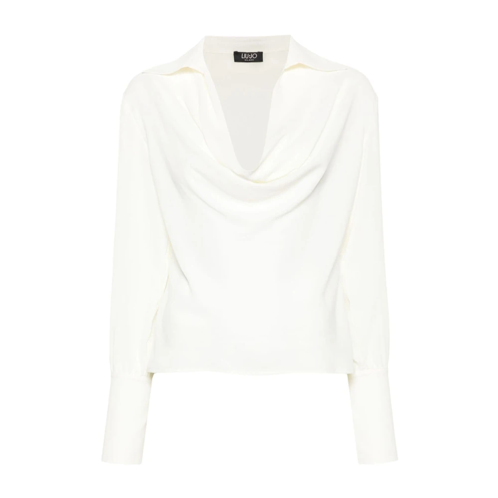 Liu Jo Witte Gedrapeerde Cowl Neck Shirt White Dames