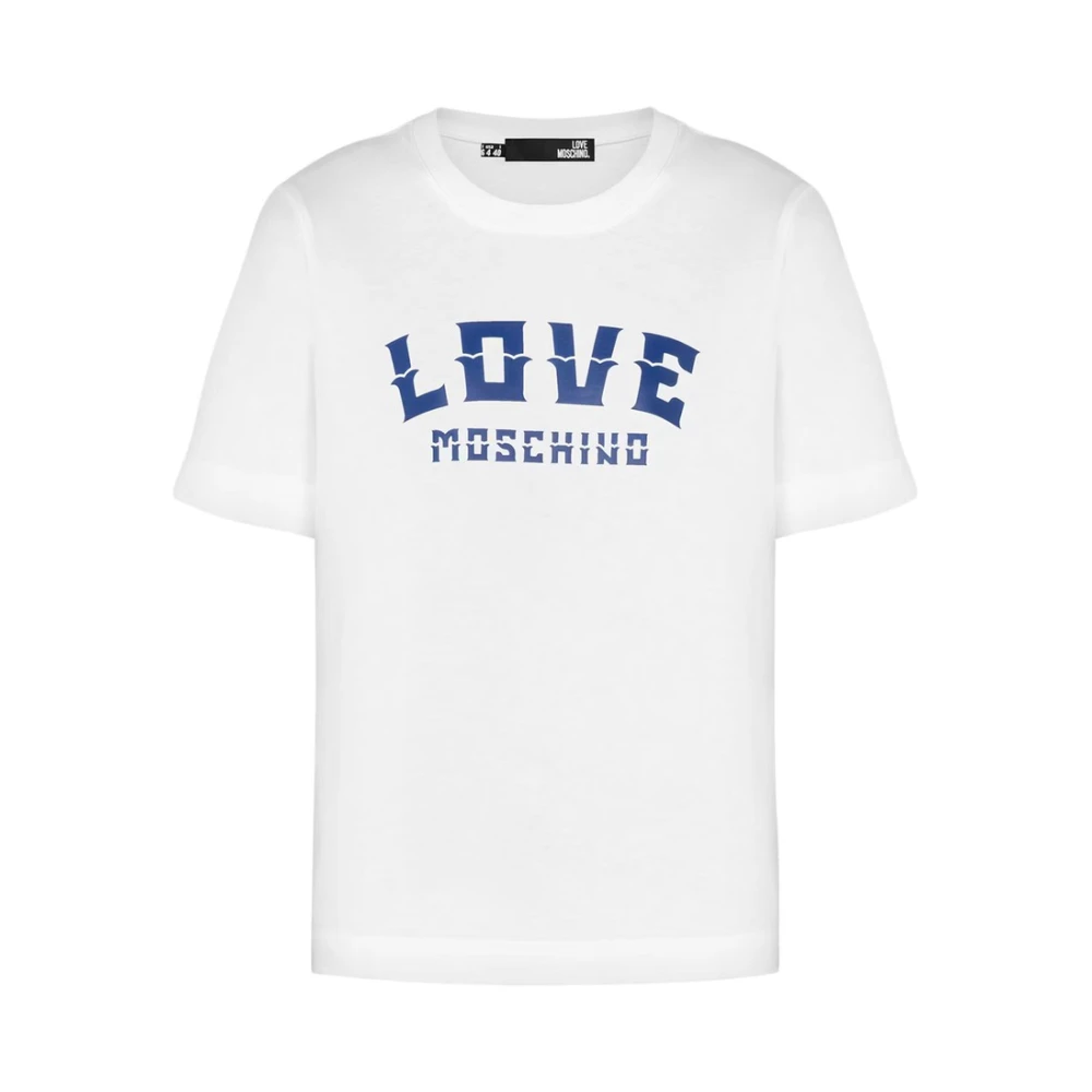 Moschino Logo Print Bomull T-shirt Kvinnor White, Dam