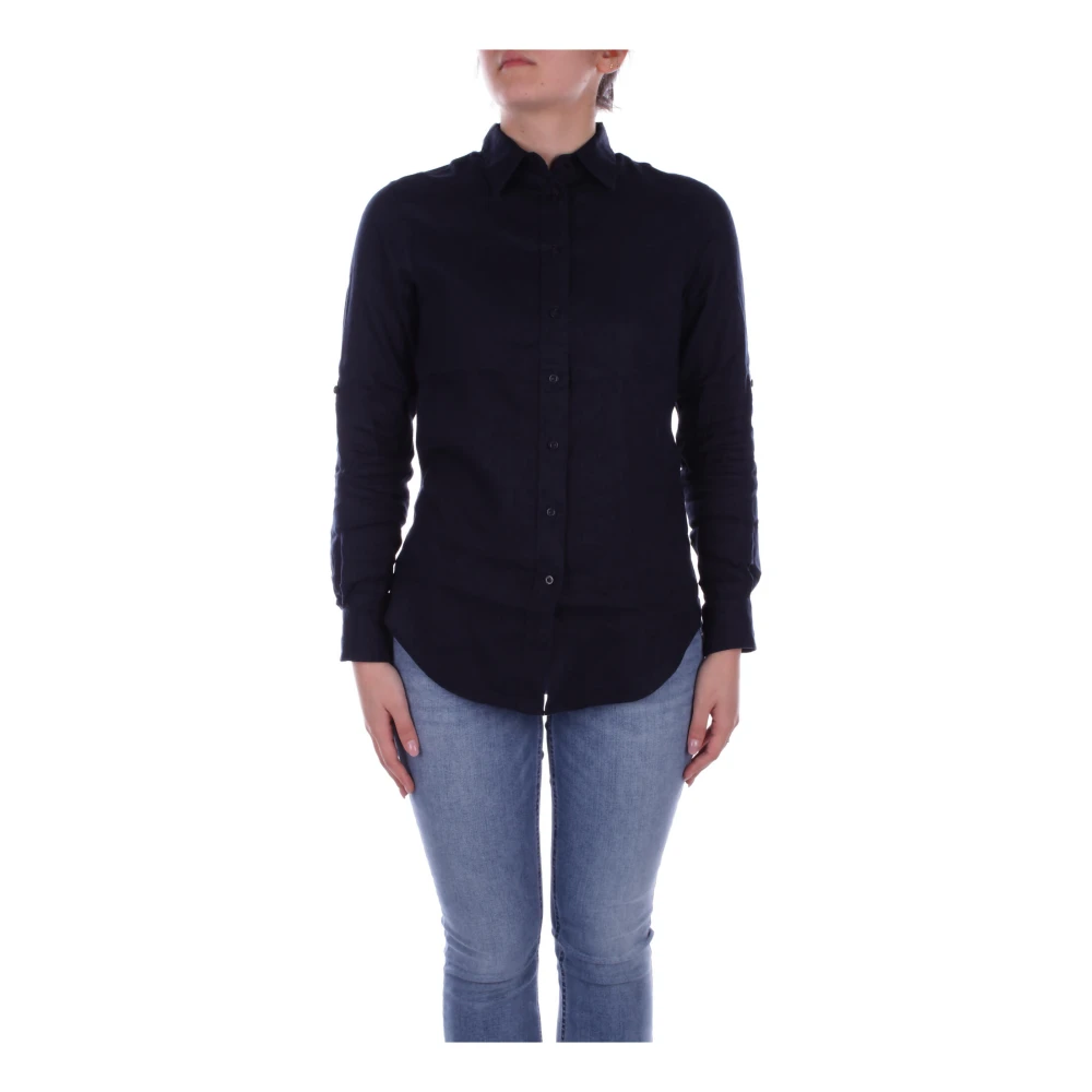 Lauren Ralph Lauren Linnen blouse met afgeronde zoom model 'KARRIE'