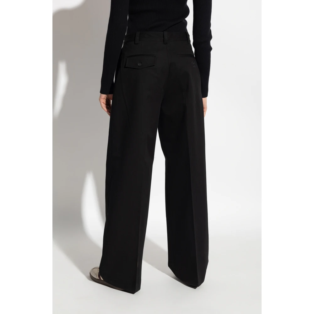 Maison Kitsuné Wijde geplooide broek Black Dames