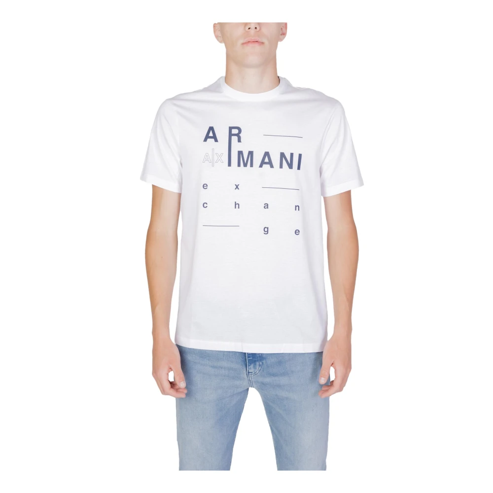 Armani Exchange Heren Wit Bedrukt T-shirt met Korte Mouwen White Heren